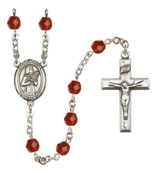 Silver Plated 6mm Fire Polished Saint Agatha Rosary in Ruby