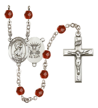 Silver-Plated 6mm Saint Christopher / Navy Rosary
