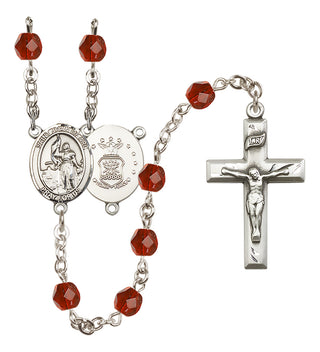 Silver Plated 6mm Fire Polished Saint Joan of Arc / Air Force Rosary in Ruby