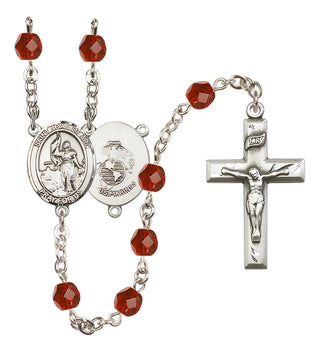 Silver Plated 6mm Fire Polished Saint Joan of Arc / Marines Rosary in Ruby