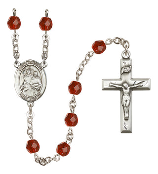 Silver Plated 6mm Fire Polished Saint Raphael the Archangel Rosary in Ruby