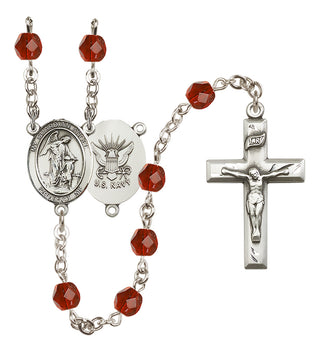 Silver-Plated 6mm Guardian Angel / Navy Rosary