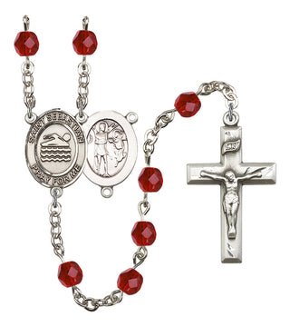 Saint Sebastian and Swimming Rosary with Ruby Beads