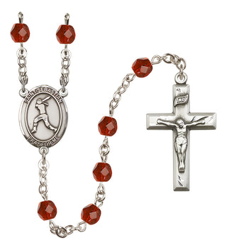 Silver-Plated 6mm Saint Sebastian / Softball Rosary
