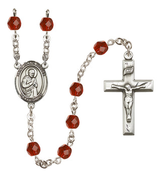 Silver Plated 6mm Fire Polished Saint Isaac Jogues Rosary in Ruby