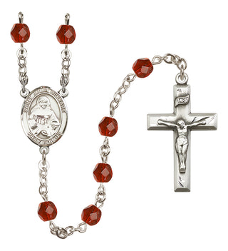 Silver Plated 6mm Fire Polished Saint Julia Billiart Rosary in Ruby
