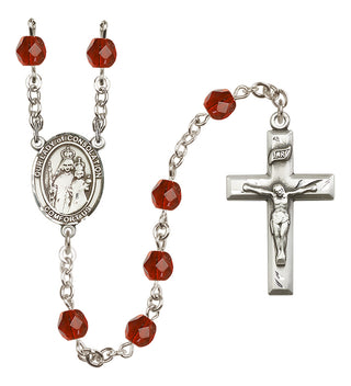 Silver Plated 6mm Fire Polished Our Lady of Consolation Rosary in Ruby