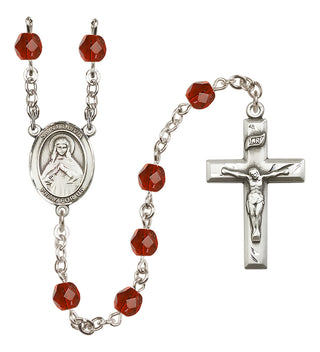Silver-Plated 6mm Saint Olivia  Engraved Catholic Rosaries
