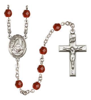 Silver Plated 6mm Fire Polished Saint Edburga of Winchester Rosary in Ruby