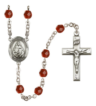 Silver Plated 6mm Fire Polished Saint Theodora Rosary in Ruby