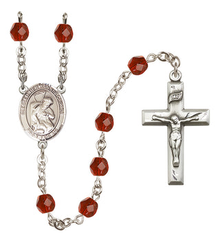 Silver Plated 6mm Fire Polished Blessed Herman the Cripple Rosary in Ruby