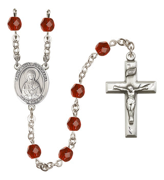 Silver Plated 6mm Fire Polished Saint Lydia Purpuraria Rosary in Ruby