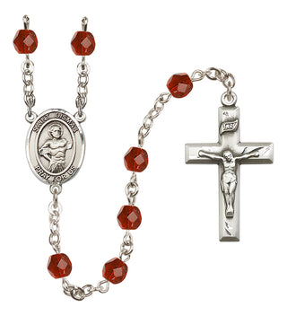 Silver Plated 6mm Fire Polished Saint Dismas Rosary in Ruby