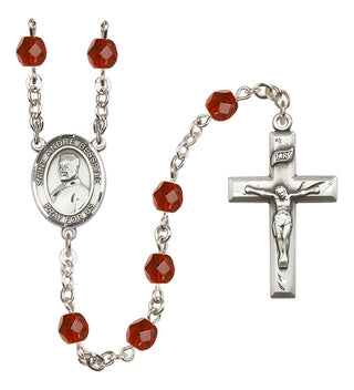 Silver Plated 6mm Fire Polished Saint Andre Bessette Rosary in Ruby