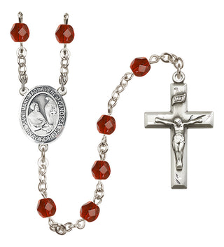 Silver Plated 6mm Fire Polished Saint Mary Magdalene of Canossa Rosary in Ruby