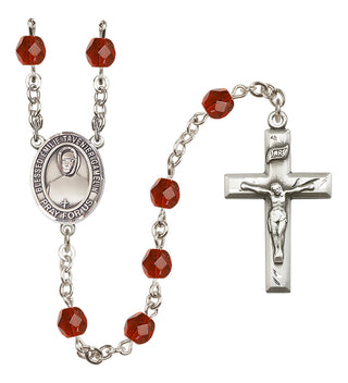 Silver Plated 6mm Fire Polished Blessed Emilie Tavernier Gamelin Rosary in Ruby