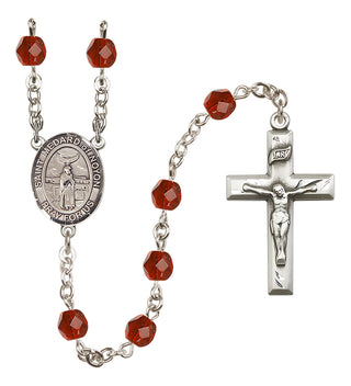Silver Plated 6mm Fire Polished Saint Medard of Noyon Rosary in Ruby