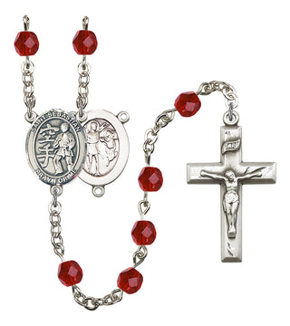 Saint Sebastian and Karate Rosary with Ruby Beads