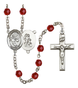 Guardian Angel and Basketball Rosary with Ruby Beads