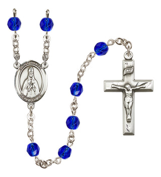 Silver Plated 6mm Fire Polished Saint Blaise Rosary in Sapphire