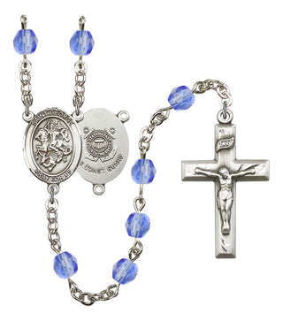 Saint George and Coast Guard Rosary with Sapphire Beads