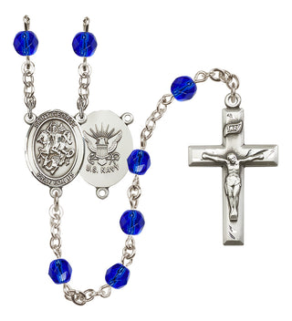 Silver-Plated 6mm Saint George / Navy Rosary