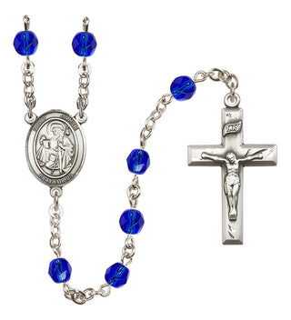 Silver Plated 6mm Fire Polished Saint James the Greater Rosary in Sapphire