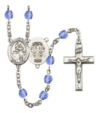 Saint Joan of Arc and Nat'l Guard Rosary with Sapphire Beads