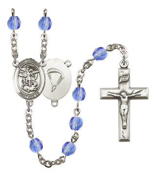 Saint Michael and Paratrooper Rosary with Sapphire Beads