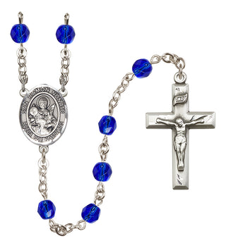 Silver Plated 6mm Fire Polished San Ramon Nonato Rosary in Sapphire