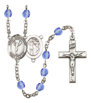 Saint Sebastian and Cheerleading Rosary with Sapphire Beads