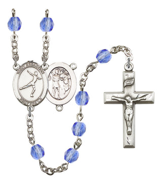 Saint Sebastian and Figure Skating Rosary with Sapphire Beads