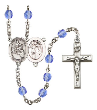 Saint Sebastian and Motorcycle Rosary with Sapphire Beads