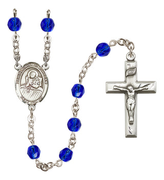 Silver Plated 6mm Fire Polished Saint Lidwina of Schiedam Rosary in Sapphire