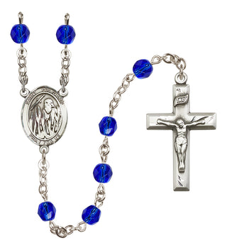Silver Plated 6mm Fire Polished Saint Polycarp of Smyrna Rosary in Sapphire