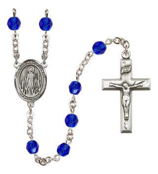 Silver Plated 6mm Fire Polished Saint Juliana of Cumae Rosary in Sapphire