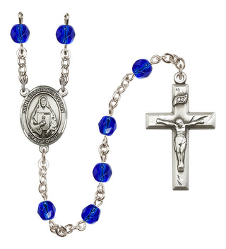 Silver Plated 6mm Fire Polished Saint Theodora Rosary in Sapphire