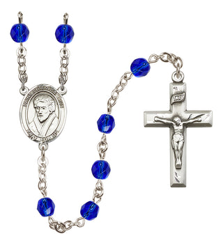 Silver Plated 6mm Fire Polished Saint Peter Canisius Rosary in Sapphire