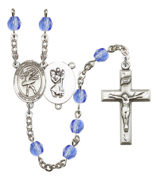Saint Christopher and Dance Rosary with Sapphire Beads