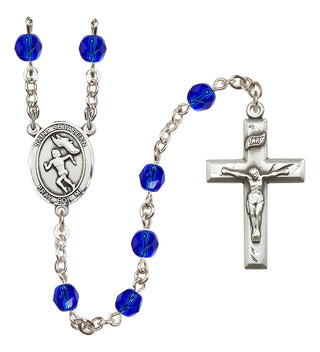 Silver-Plated 6mm Saint Sebastian /Track&Field-Women Rosary
