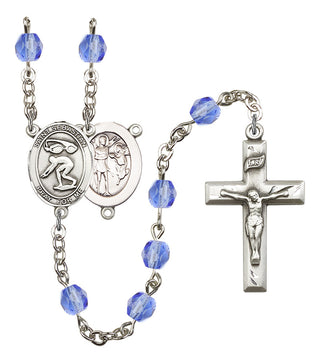 Saint Sebastian and Swimming Rosary with Sapphire Beads