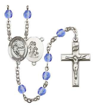 Guardian Angel and Hockey Rosary with Sapphire Beads