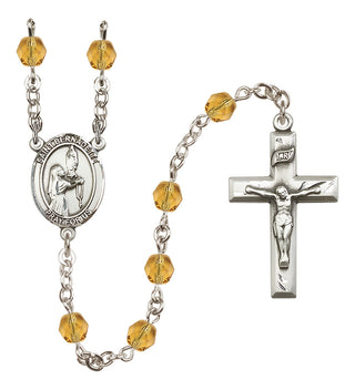 Silver Plated 6mm Fire Polished Saint Bernadette Rosary in Topaz