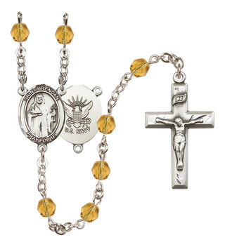 Silver-Plated 6mm Saint Brendan the Navigator / Navy Rosary