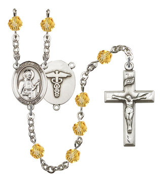 Saint Camillus of Lellis and Nurse Rosary with Topaz Beads