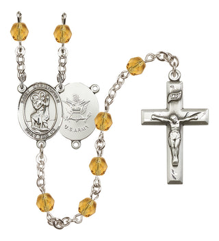 Silver-Plated 6mm Saint Christopher / Army Rosary
