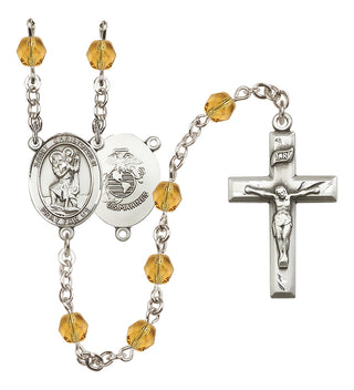 Silver-Plated 6mm Saint Christopher / Marines Rosary