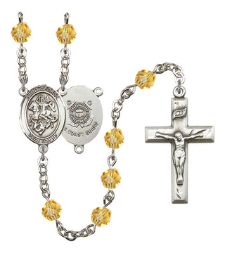 Saint George and Coast Guard Rosary with Topaz Beads