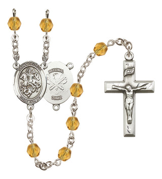 Silver-Plated 6mm Saint George / Nat'l Guard Rosary