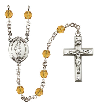 Silver Plated 6mm Fire Polished Saint Gregory the Great Rosary in Topaz